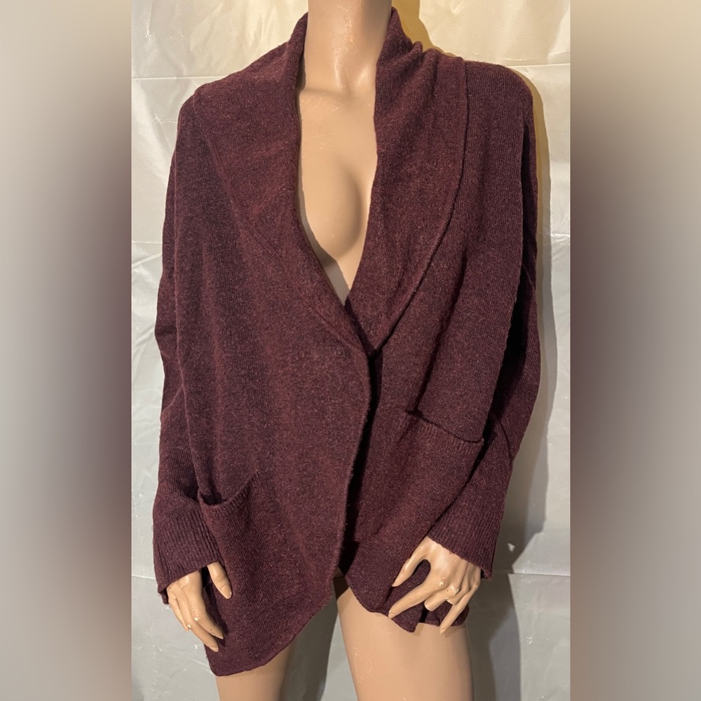 LOFT Burgundy Open Front Cardigan Size XLP